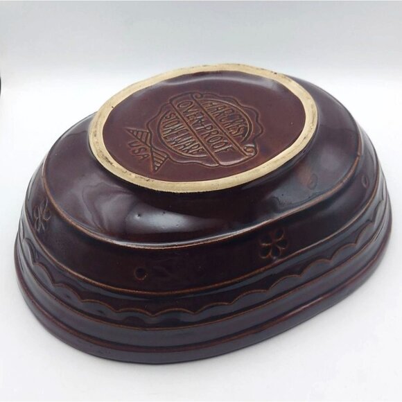 Vintage Marcrest Daisy Dot Oven-Proof Stoneware Divided Bowl Serving Dish USA - Picture 5 of 8